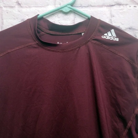 Adidas Techfit Compression‎ Climalite Maroon Shirt Mens L Athletic Training Top - Picture 3 of 9